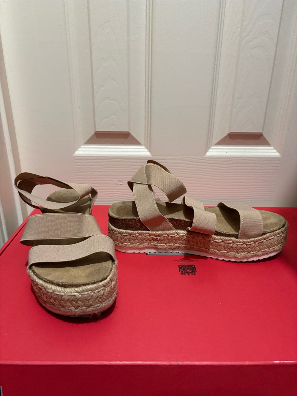 Steve Madden Neutral Beige Platform Espadrille Sandals